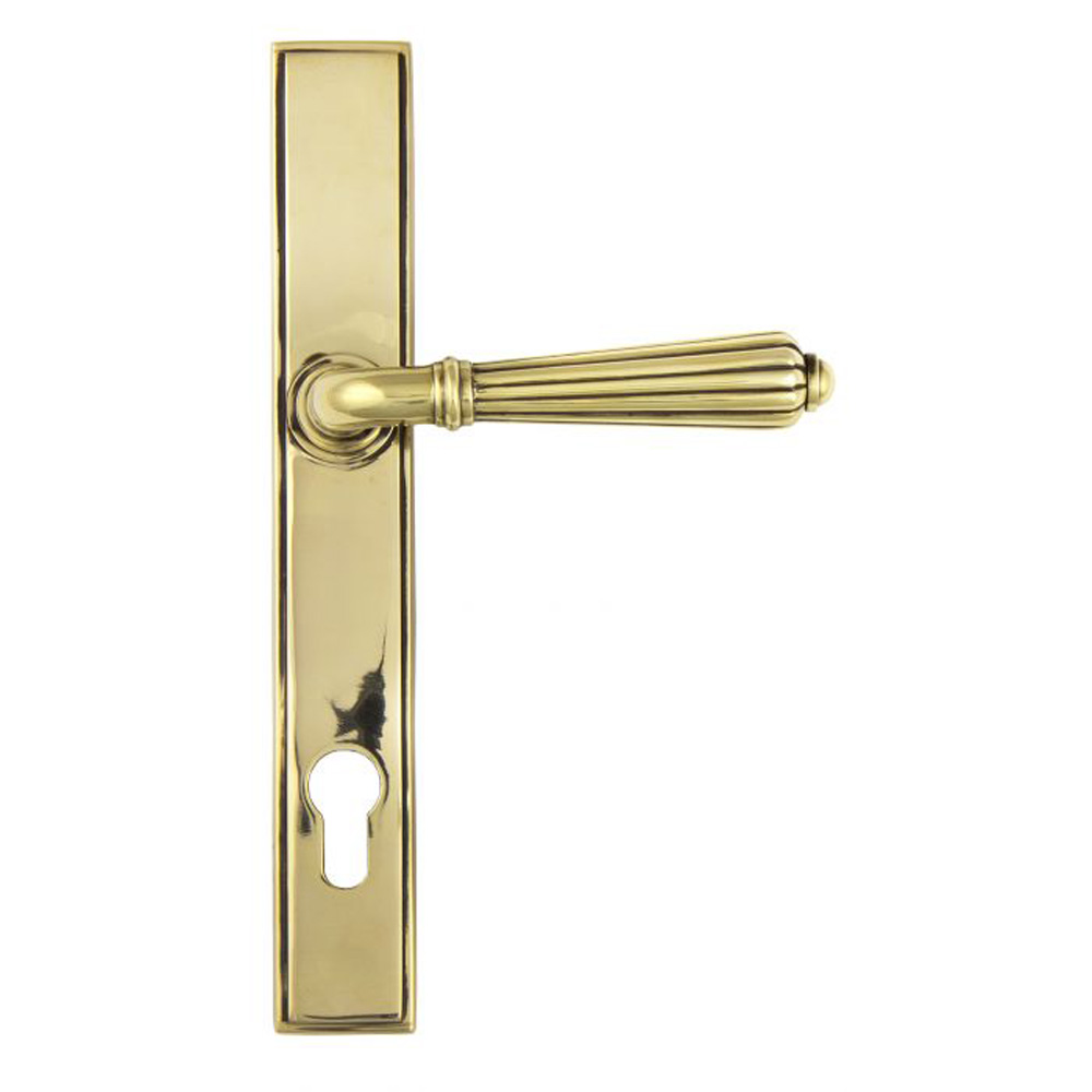 From the Anvil Hinton Slimline Lever Espag. Lock Set - Aged Brass - (Sold in Pairs)